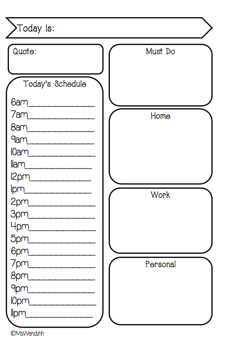 personal daily schedule